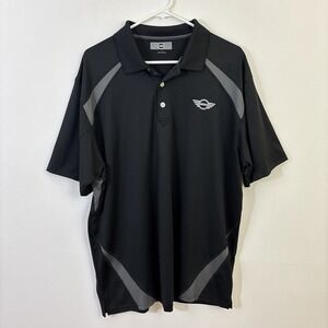 Mini Cooper Polo Shirt Mens XL Black Gray Short Sleeve Car Guy